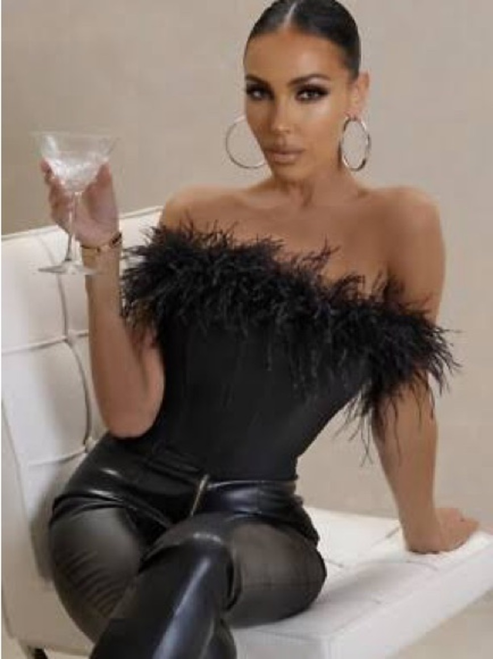 Club London | All About You | Black Feather Bandeau Corset Top